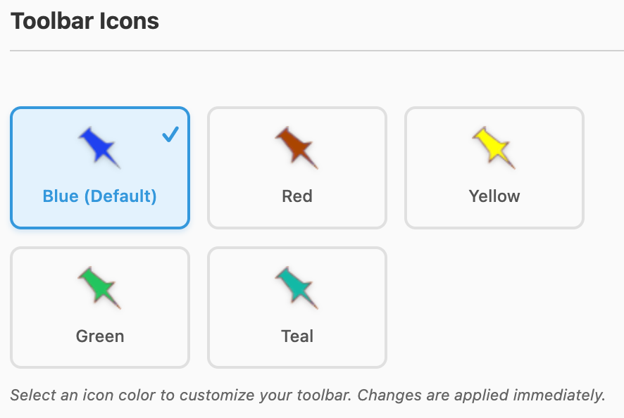 Toolbar icon color options
